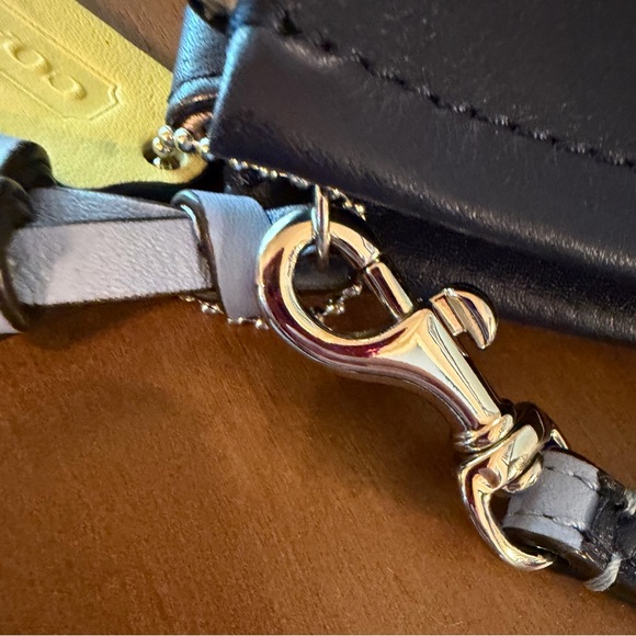 Coach Lite Blue/Navy Blue with Yellow Accents Larger Wristlet- Zippered Pouch - Picture 6 of 12